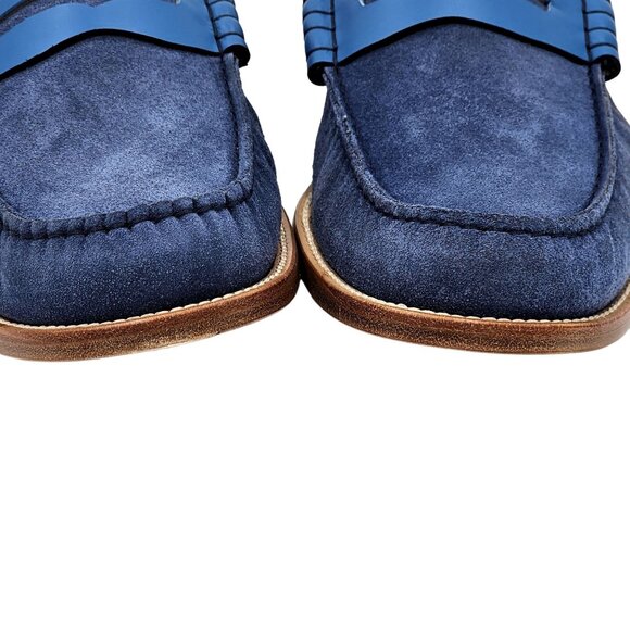 NEW Blue Scarpa Italy Men's 15 Blue Dress Shoes Penny Loafer Italian Handmade 48 - Picture 9 of 15